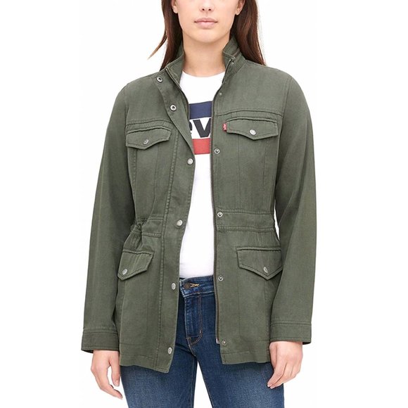 NWT Levi's Army Green Zip-Up Military Jacket Small - Picture 2 of 15